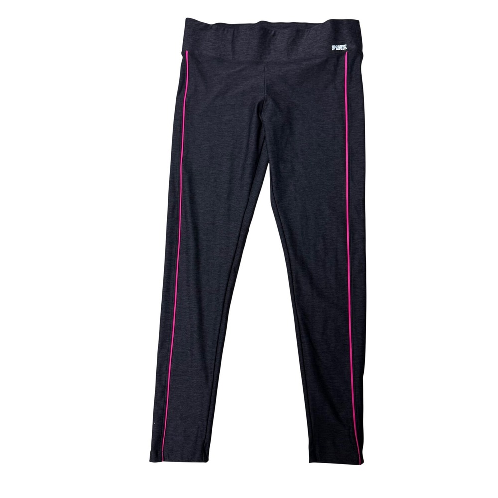 Victoria's Secret PINK Yoga Leggings Gray Heather Pink Piping Womens Medium